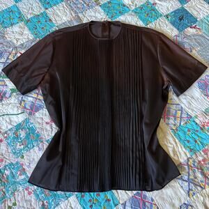 Vintage 40s/50s Lee Mar Semi Sheer Pleated Dart Waist Blouse AS-IS S M